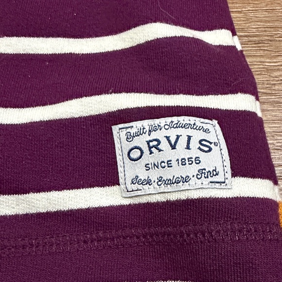 Orvis Burgundy and White Cowl Neck Striped Top - Picture 2 of 7